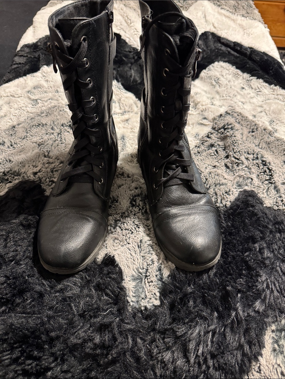 Men's Black Lace-Up Combat Boots
